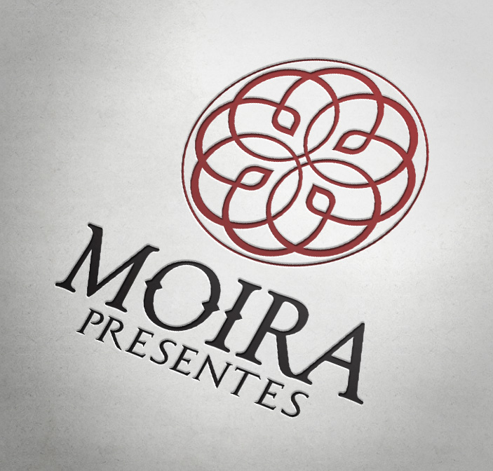 Logo e papelaria da loja Moira Presentes